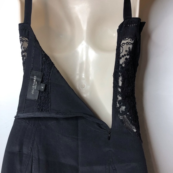Jill Stuart Collection Black Silk Mini Dress 4 A3 - Picture 6 of 8